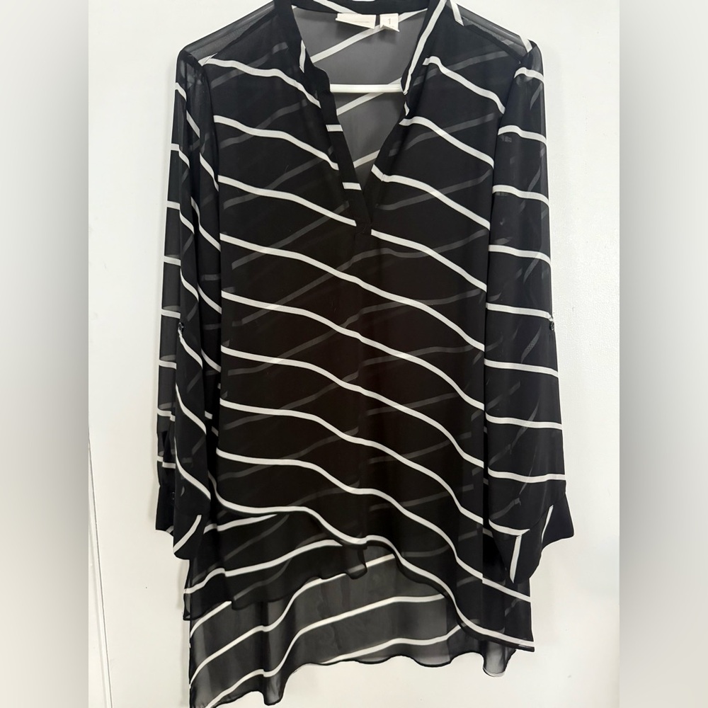 Chico's Blue and White Wavy Stripe top or Coverup.